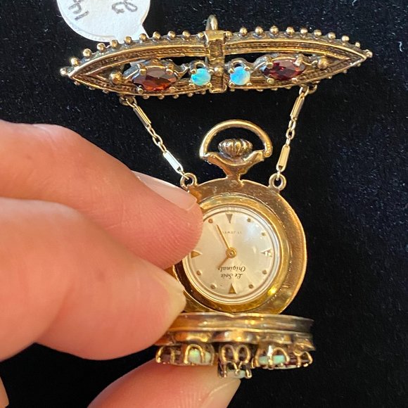 VINTAGE KINGSTON BROOCH PIN LAPEL WATCH 10K GOLD FILLED  Lapel Brooch/Pin Pocket Watch